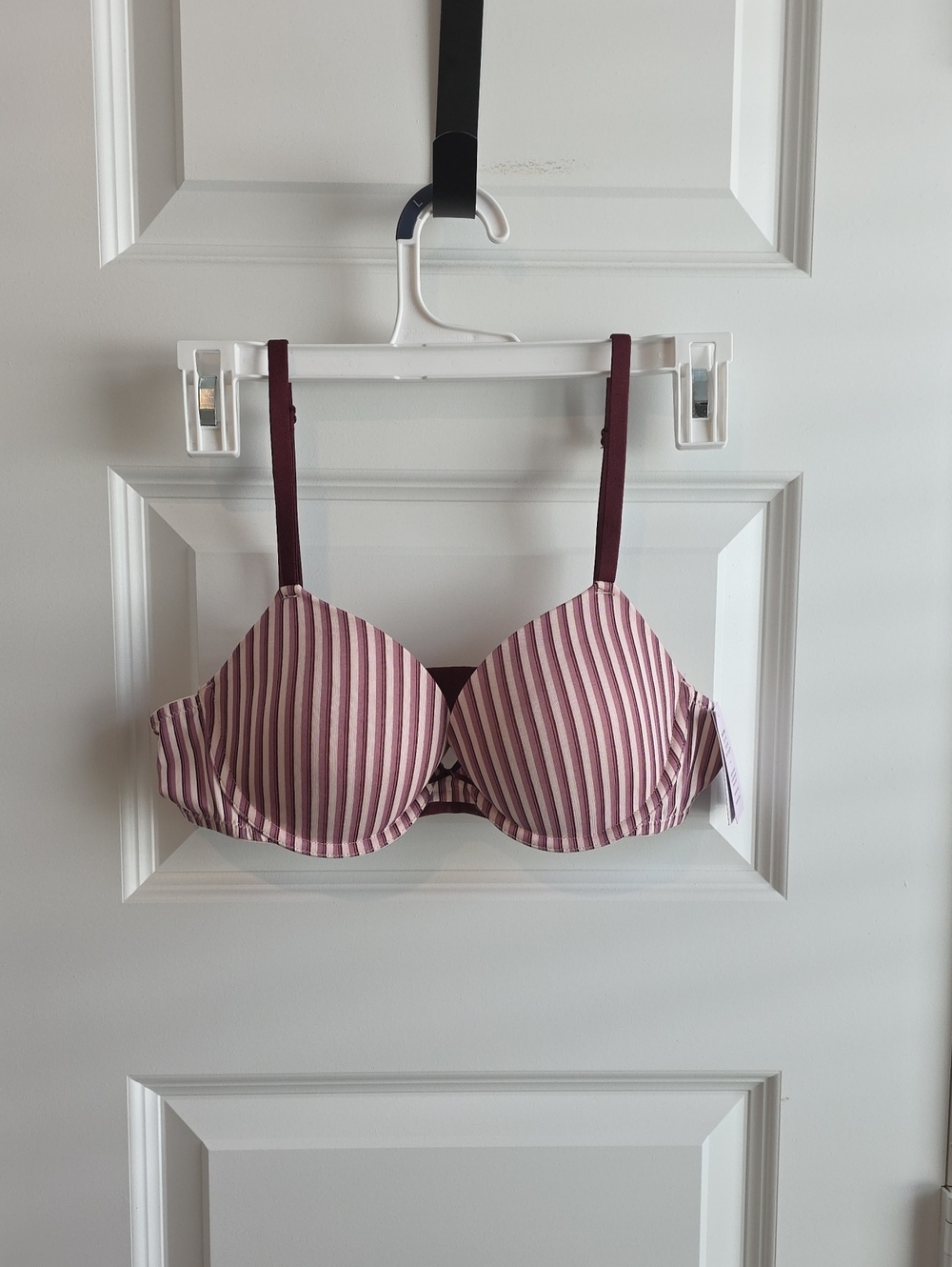 Auden 36A Striped Underwire T-Shirt Bra in Mauve and Wine G017
